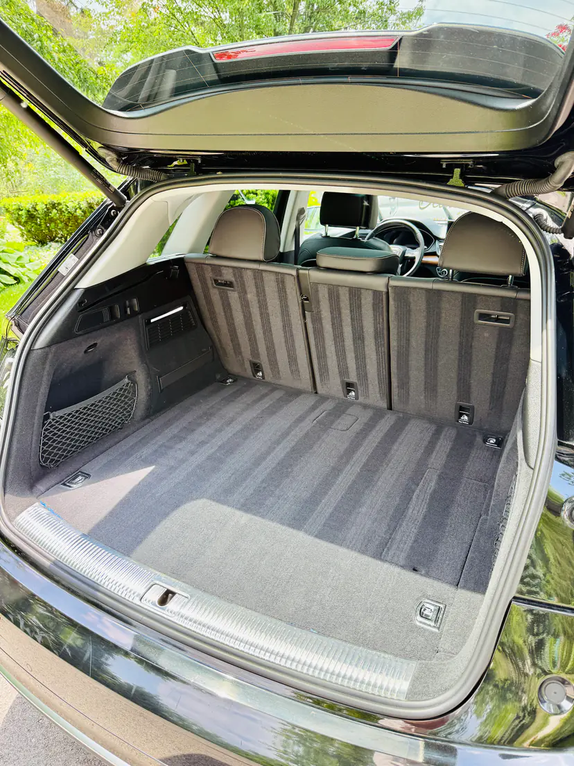 Audi Q5 cargo area vacuumed clean during a mobile interior detail in Grand Rapids Township, Michigan